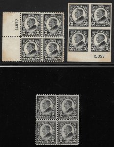 Doyle's_Stamps: MNH 1923 Warren G. Harding Blocks, Scott #610**  #611**  #612**