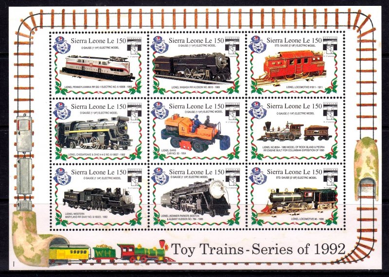 Sierra Leone 1992 Model Trains Mint MNH Miniature Sheet SC 1547