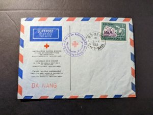 1968 French Indochina Airmail Cover Da Nang Vietnam German Red Cross Helgoland