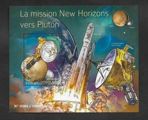 SD)2015 TOGO SPACE, MISSION TO PLUTO, SOUVENIR SHEET, MNH