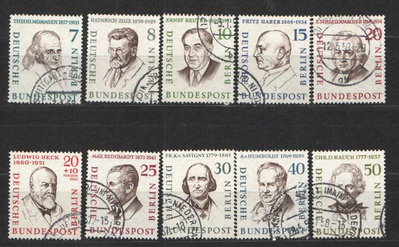 Germany Berlin 1957-59 Sc# 9N148-9N156 & 9NB19 Used NH/VLH VF+