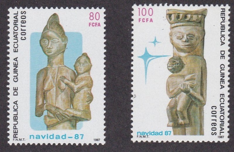 Equatorial Guinea #  116-119, Christmas, Wood Carvings, NH, 1/2 Cat.