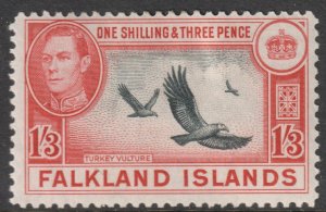 Falkland Islands Scott 92 - SG159, 1938 George VI 1/3d MH*