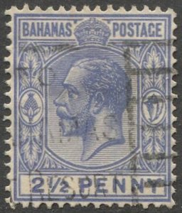BAHAMAS 1922  2-1/2d KGV Sc 75 Used VF
