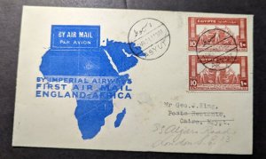 1931 Egypt Airmail First Flight Cover FFC Asyut to London England