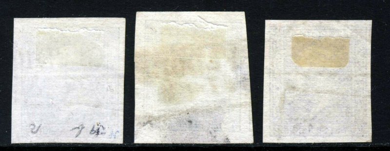 PRUSSIA 1858 Small Head Crossed Lines Background Group No Wmk SG 14, 15 & 18 VFU