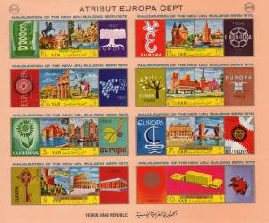 Yemen 1970 EUROPA CEPT UPU BUILDING Sheet Imperforated Mint (NH)