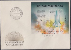 HUNGARY Sc# 2971 FDC in MEMORIUM of CHALLENGER SPACE DISASTER S/S