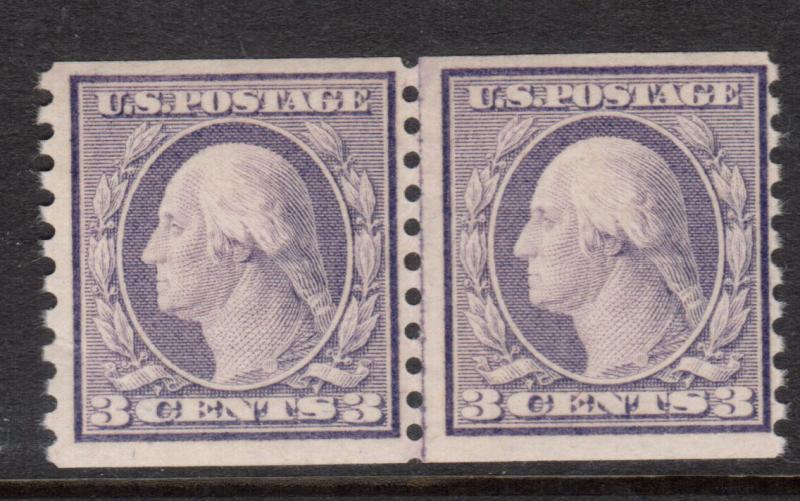 USA #493 NH Mint Coil Line Pair