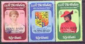 KIRIBATI - 1982 - Birth of Prince William o/p - Perf 3v Set -Mint Never Hinged