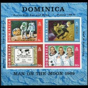 DOMINICA 1970 - Scott# 296a S/S Moon Landing NH