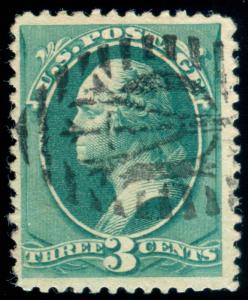 MOMEN: US STAMPS #184 USED FANCY MONOGRAM IN LOZENGE COLE EL-166 PSE CERT