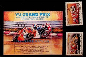 YUGOSLAVIA Sc 1961-63 NH SET+S/S OF 1989 - motorcycles - (AO23)