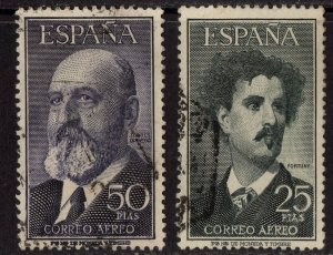 Thematic stamps SPAIN 1955 AIR,PORTRAITS 1229/30postally used