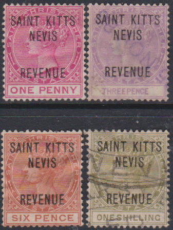 ST KITTS NEVIS 1885 USED REVENUE TO 1/-