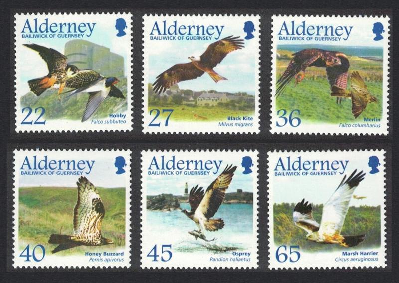 Alderney Migrating Birds 1st series Raptors 6v SG#A185-90