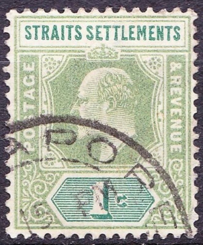 MALAYA STRAITS SETTLEMENTS 1902 KEVII 1 Cents Pale Green SG110a Used