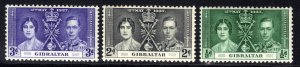 Gibraltar 1937 KGV1 Set Coronation Umm SG 118 - 120 ( K1163 ) 