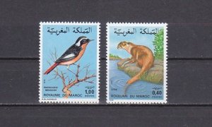Morocco, Scott cat. 446-447. Otter & Redstart Bird issue.