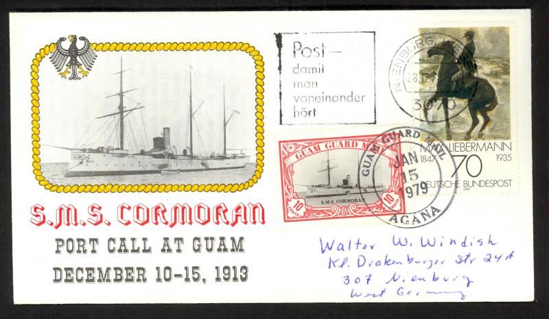 GERMANY 1978 / GUAM GUARD MAIL LOCAL 1979 Combo Cover and Returned