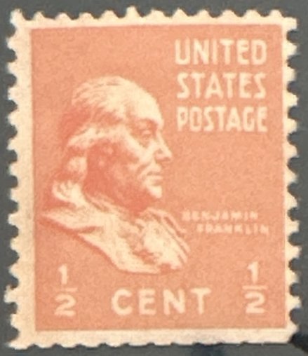 Scott #803 1938 ½¢ Presidential Series Benjamin Franklin MNH OG