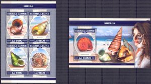 Sierra Leone 2018 Marine Life Shells sheet + S/S MNH