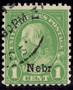 US Stamp #669 1c Franklin Nebraska Overprint USED SCV $2.25