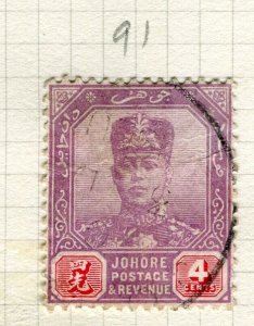 MALAYA JOHORE; 1918 early Sultan issue fine used 4c. value