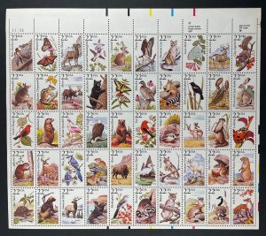 2286-2335 NORTH AMERICAN WILDLIFE Sheet of 50 Stamps NH, Selvage Flaw