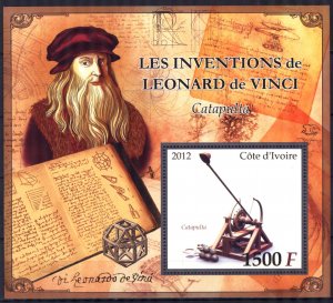 Ivory Coast 2012 Leonardo Da Vinci Inventions Catapult S/S MNH