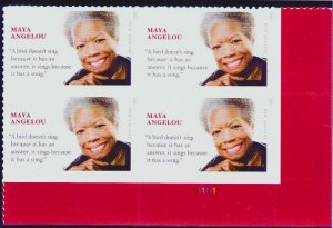 2015 USA #4979 Forever Maya Angelou - Plate Block of 4 Bottom Right