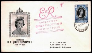 BERMUDA SC#142 QUEEN ELIZABETH II CORONATION (1953) First Day Cover
