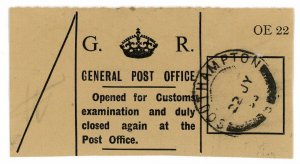 (I.B) George VI Postal : Customs Label