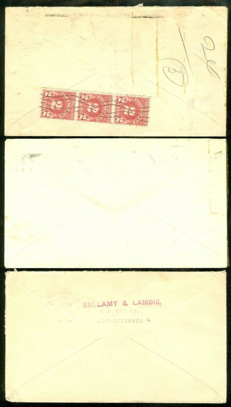 EDW1949SELL : SOUTH AFRICA 7 interesting covers including Censored & Postage Due