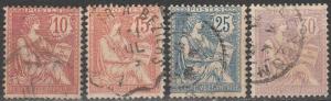 France #133-4, 136-7  F-VF Used CV $18.25 (A14664)