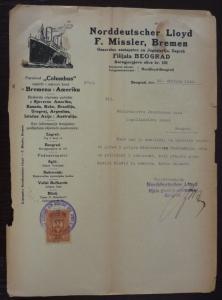 Yugoslavia Ship Boat LLOYD Document ! revenue usa austria italy N3