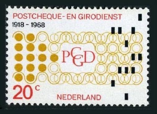 Netherlands 451 block/4,MNH Mi 893. Postal Checking Service,50th Ann.1968.Coins.