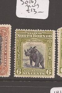 North Borneo 6c Rhino SG 167 MOG (6dca)