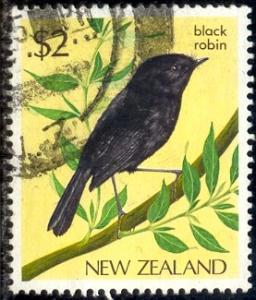 Bird, Black Robin, New Zealand stamp SC#769 used