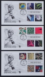 U.S. Used #4710a-4710o 45c Earthscapes Set of 15 on 3 ArtCraft First Day Covers