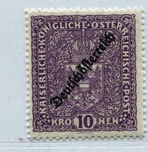 AUSTRIA 1918 DEUTSCH-ÖSTERREICH 10K HIGH VALUE OVPT SCOTT 199 PERFECT MNH