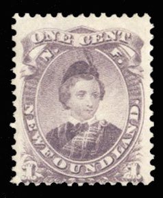 Newfoundland #32 Cat$75, 1869 1c violet, unused (regummed)