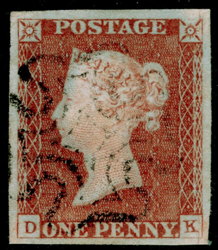 SG8, 1d red-brown PLATE 27, FINE USED. Cat £60. BLACK MX. 4 MARGINS. DK