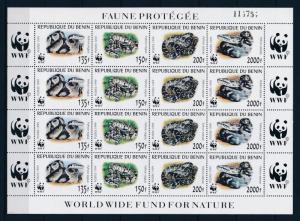 [94469] Benin 1999 Reptiles Snakes Python WWF Sheet MNH