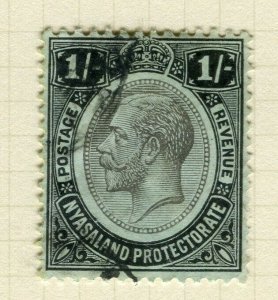 NYASALAND; 1913 early GV issue fine used 1s. value