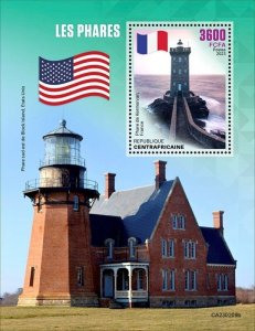 Central Africa - 2023 Lighthouse, France - Stamp Souvenir Sheet - CA230209b