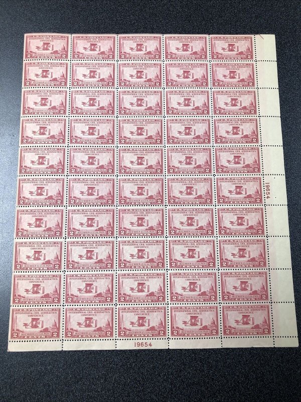 US #649 Wright Airplane 2 Cent sheet of 50, - VF / MNH