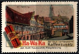 Vintage Germany Poster Stamp Ha-Wa-Ka New Improved Coffee Additive One Is Back