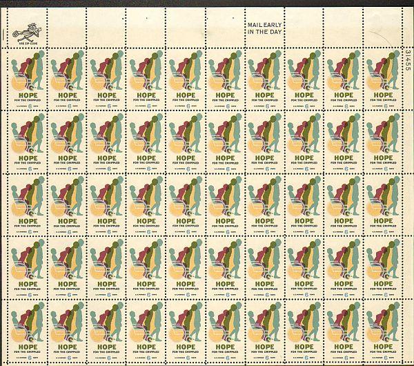 US #1385 Mint Sheet Hope for Crippled Children 