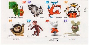 3994a MNH Block of 8, 39c Favorite Children's Book Animals P#S111111111 *